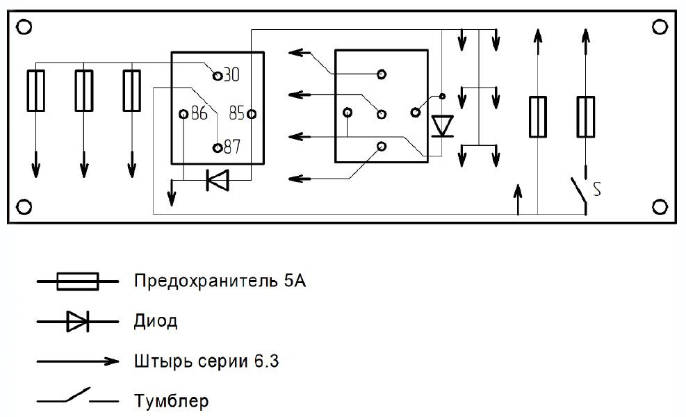 Схема электрических соединений на плате
